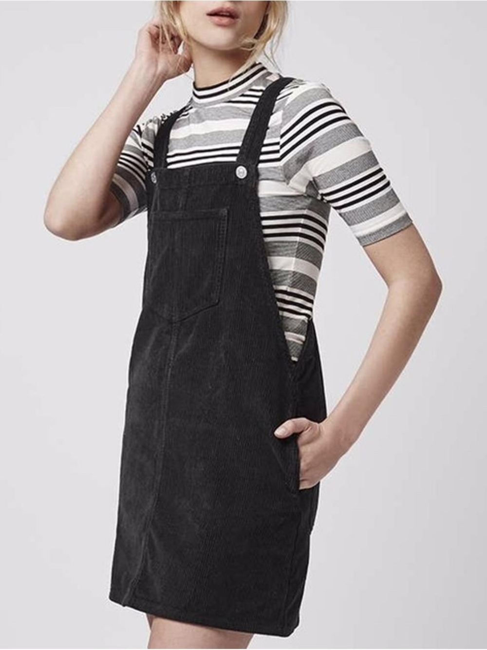 Topshop Black Corduroy Pinafore